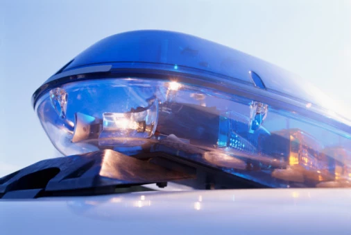 Emergency Lights On Police Car